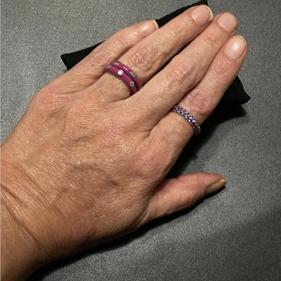 Enamel sterling silver stackable rings size 7 - Picture 5 of 6